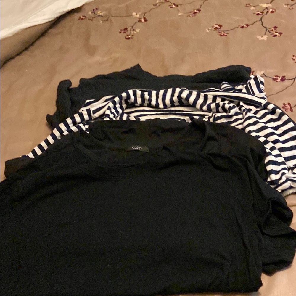 Classic Black & Navy Striped Tee Stack